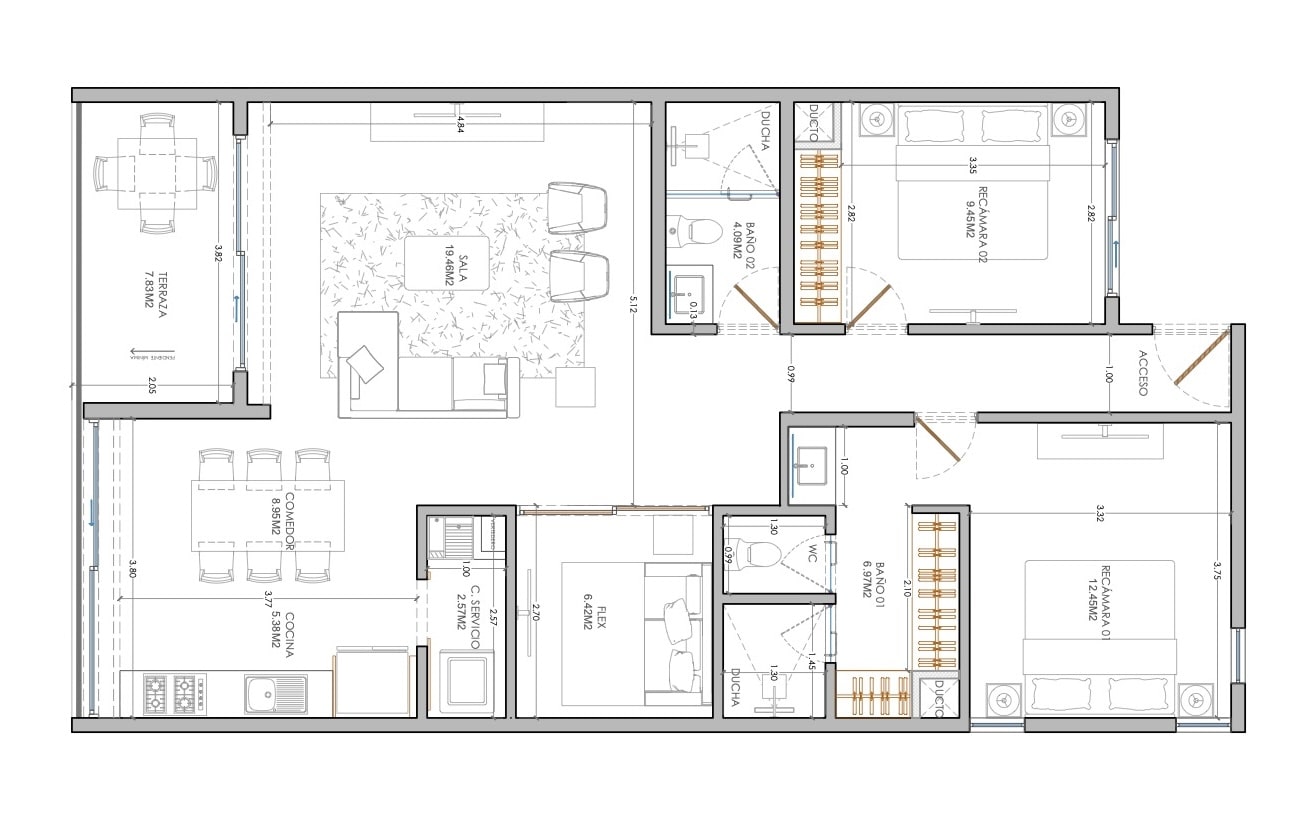 Architectural plans Unit 210 Caza Mabó